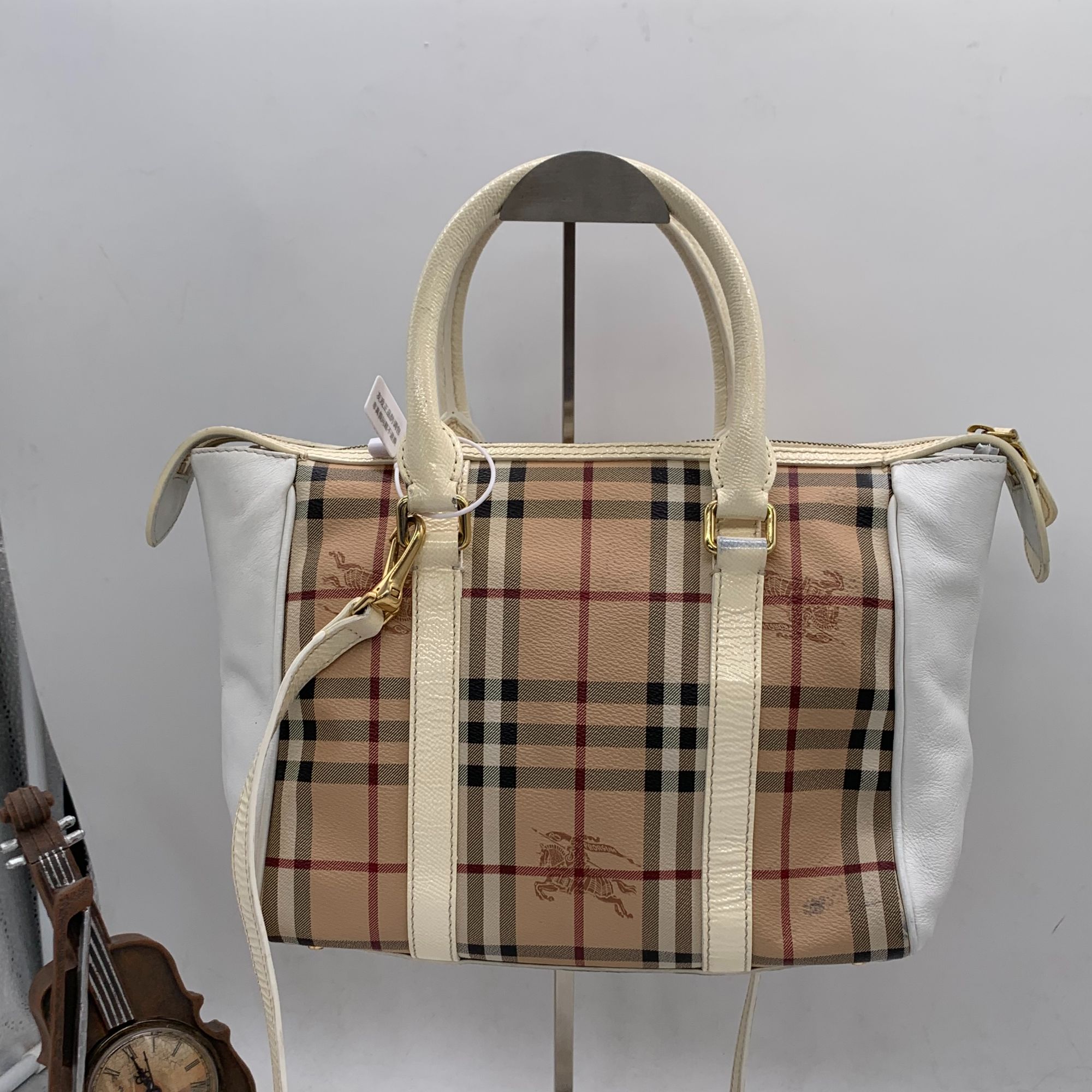 95新 BURBERRY/博柏利 战马格纹手提斜跨包/WJ12501011/1011/瑕