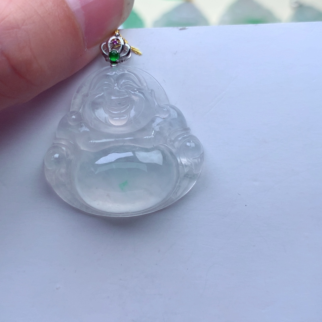 翡翠吊坠(不含链)18K金镶嵌