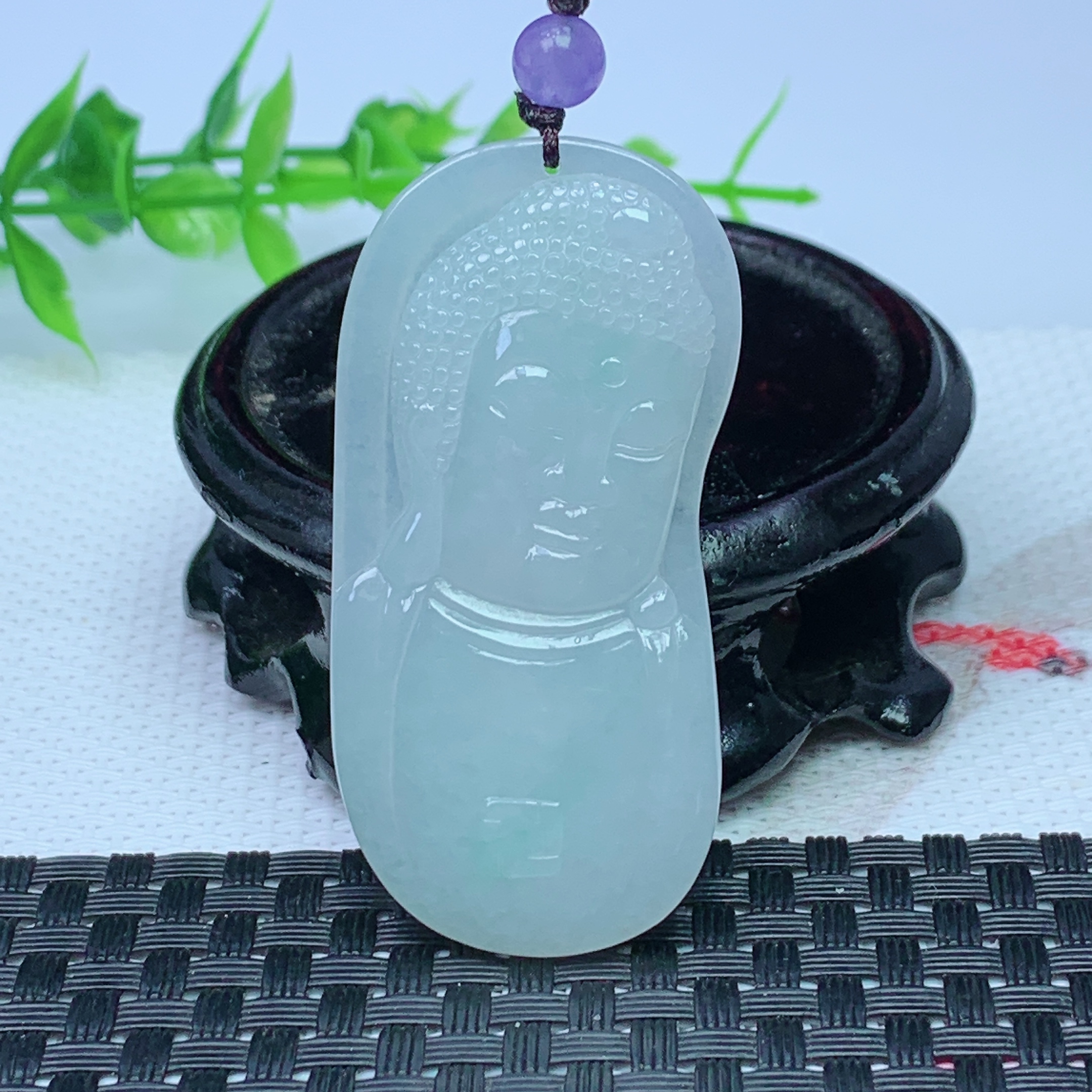 缅甸天然A货翡翠 水润大日如来吊坠 尺寸；55.3*26.9*5.8mm