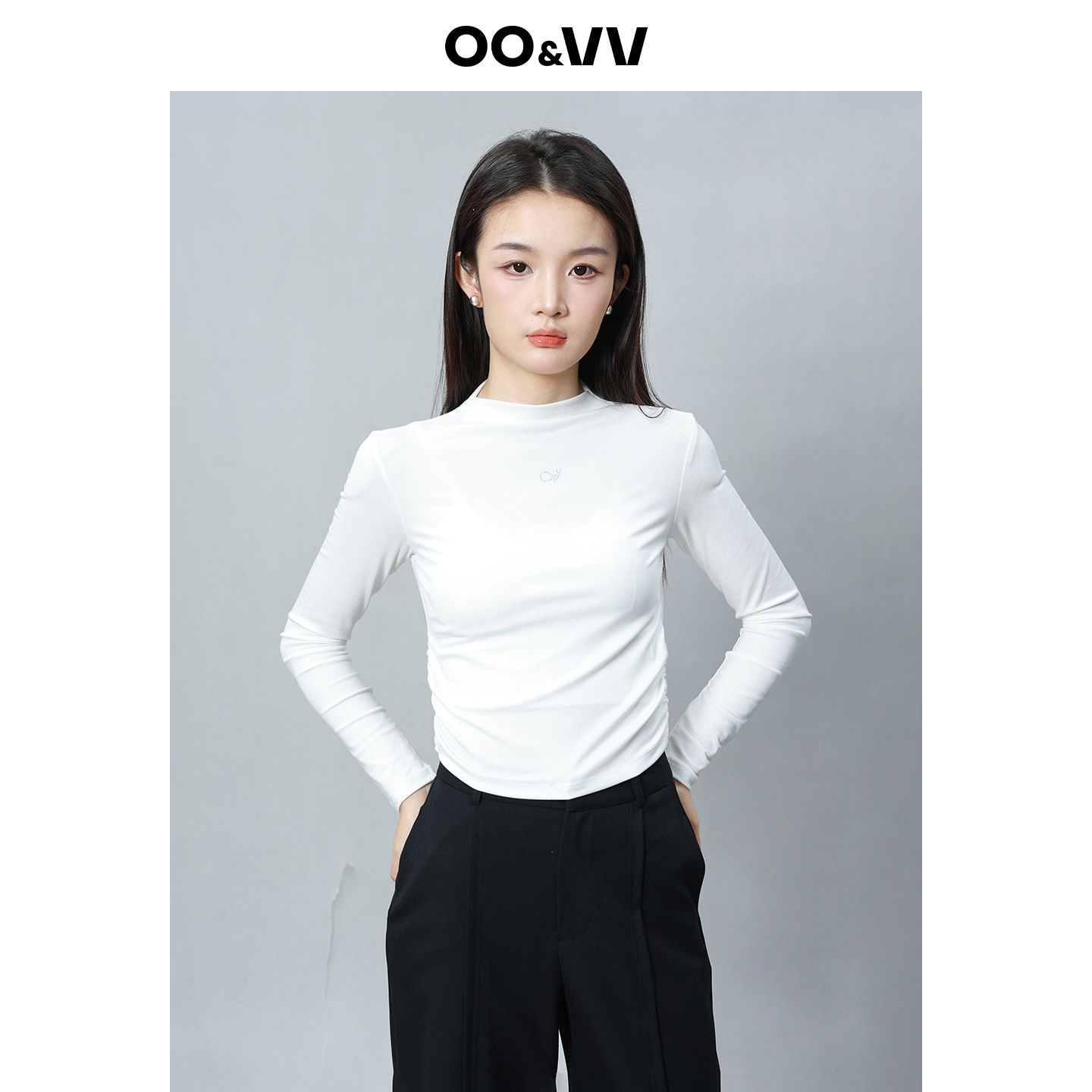 OO&VV2025新款纯色高级感打底衫修身显瘦保暖长袖T恤莱赛尔上衣