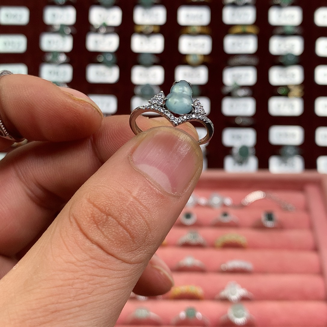 半****翡翠银S925镶嵌戒指101