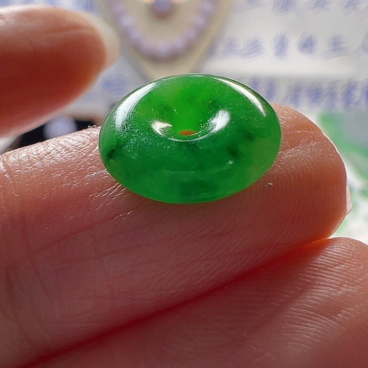 定制翡翠未镶嵌翡翠冰绿甜甜圈