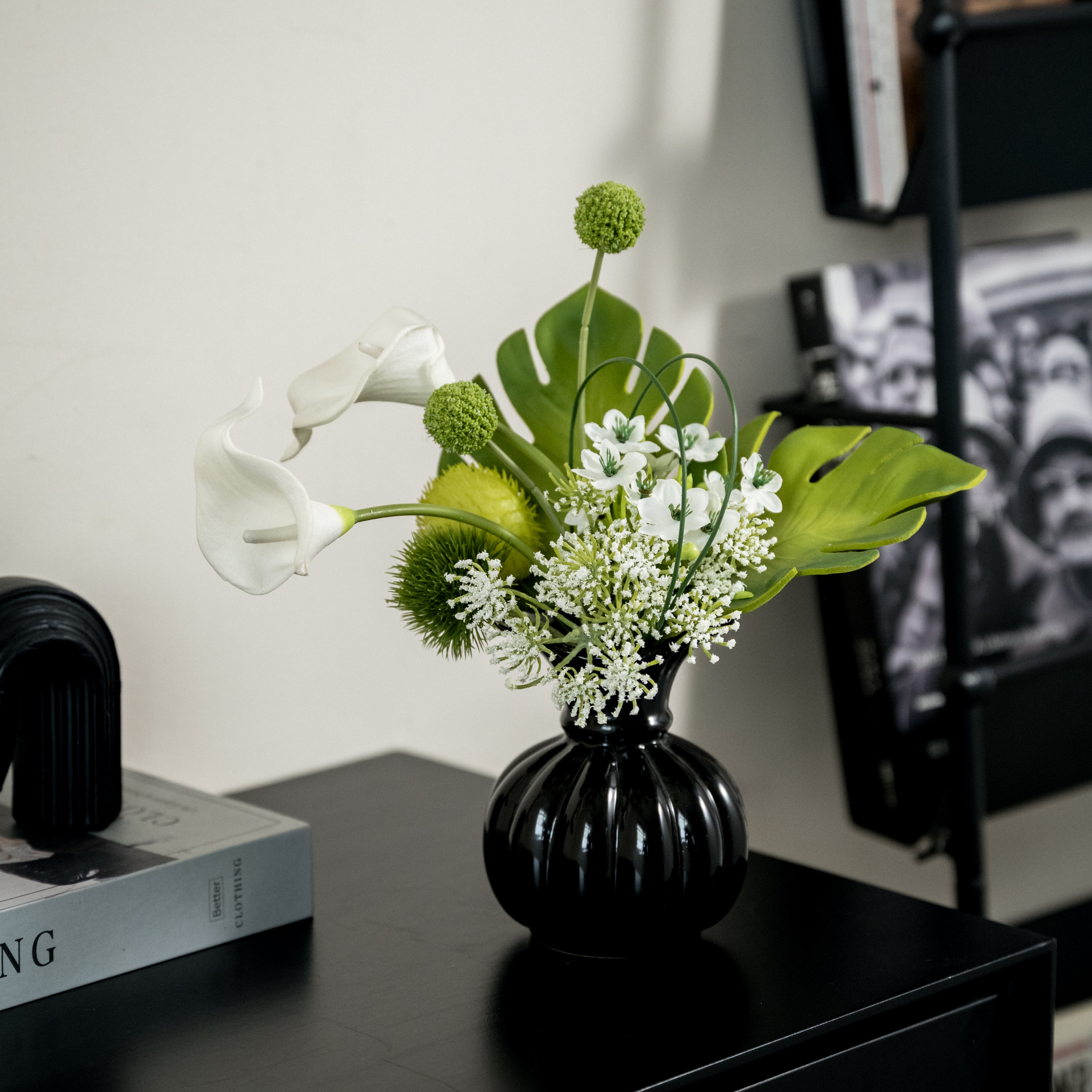 现代简约仿真花艺样板间陶瓷桌面装饰摆件家居玄关客厅好物