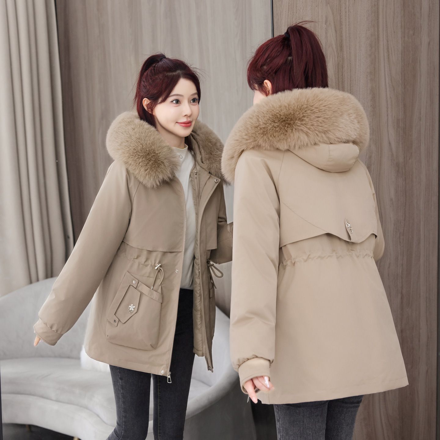 【386雪】活里活面可拆卸派克棉服2025新款冬季棉衣外套显瘦保暖