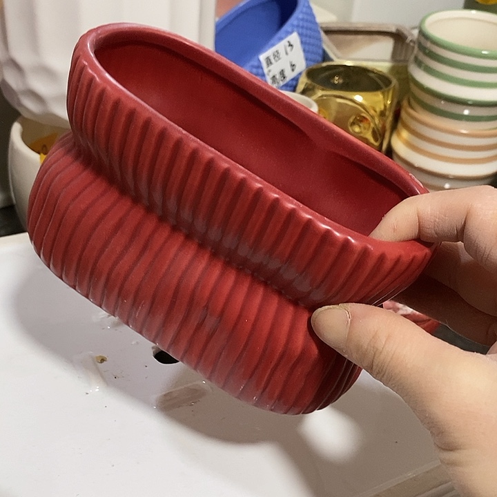 摆件陶陶盆有孔 瑕疵介意勿拍