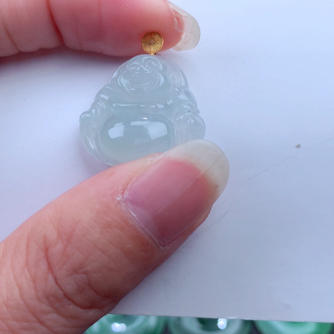 翡翠吊坠(不含链)18K金镶嵌