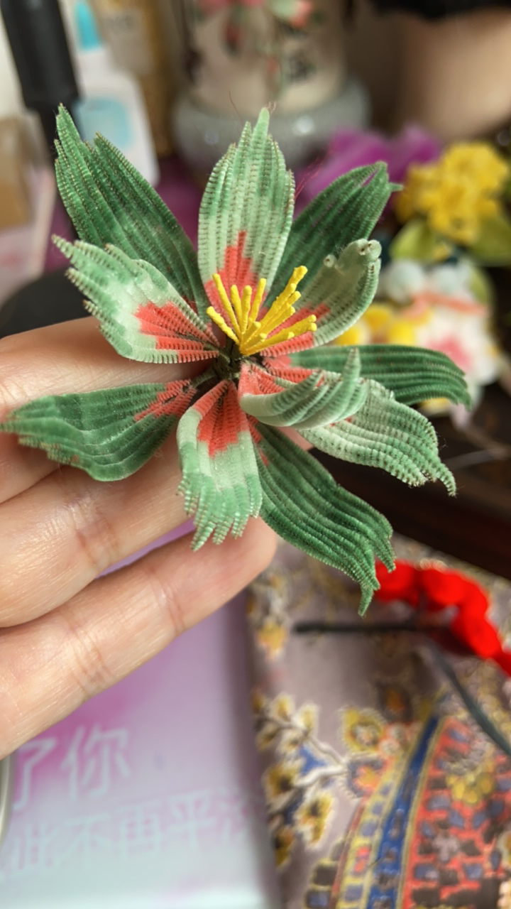 非遗绒花细绒条莲花