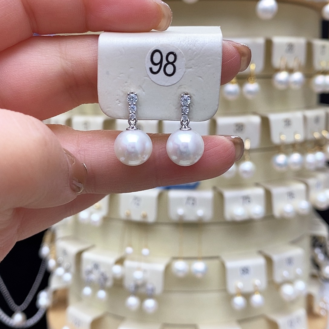 淡水珍珠耳饰银S925镶嵌