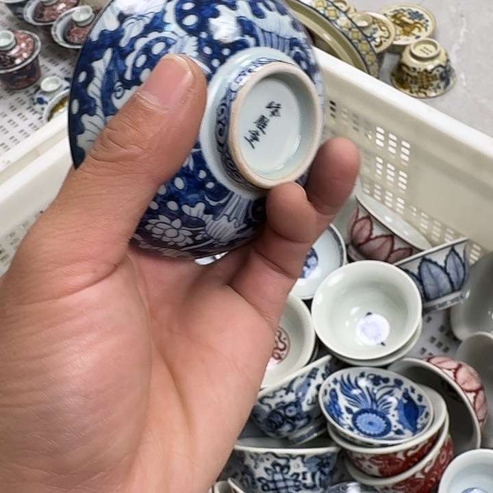 摆件青花一路连科普洱杯