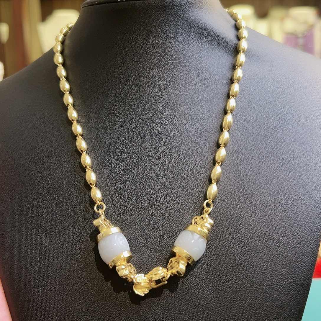 翡翠项链银S925镶嵌项链