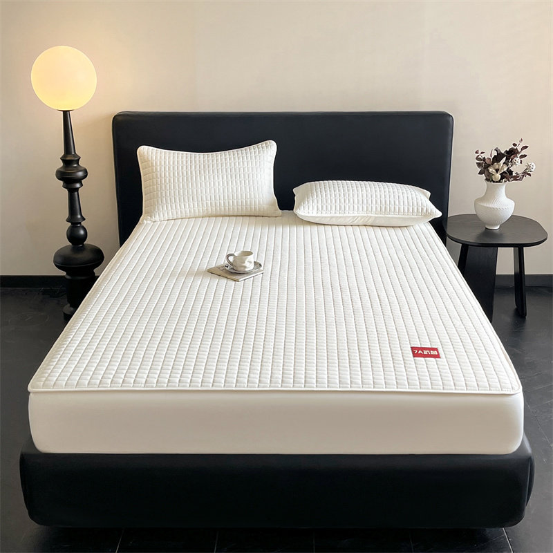 品牌尾单无印风格防水纯色绗缝床笠床垫保护套