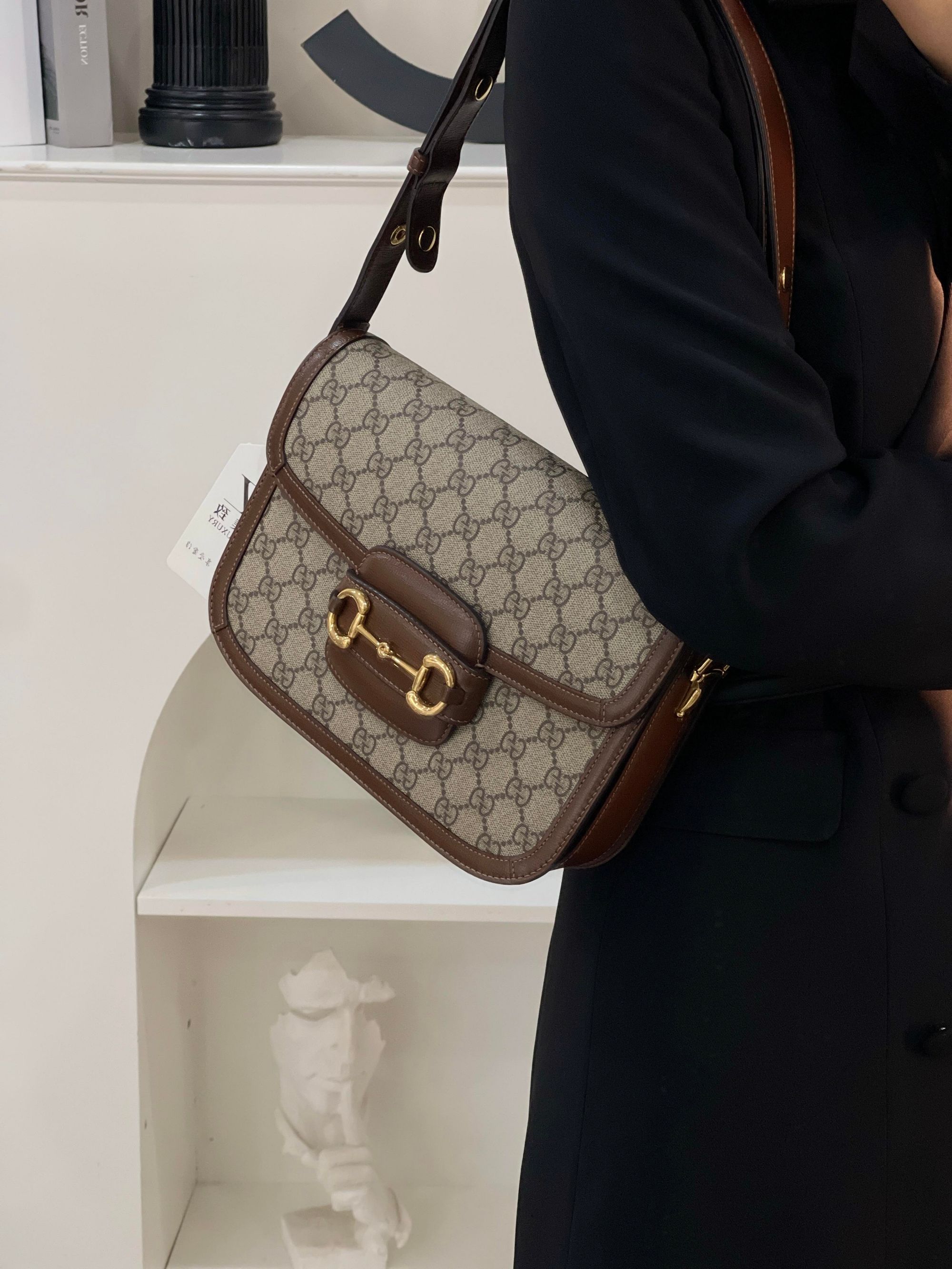 99新 GUCCI/古驰 1955马鞍中号焦糖包/优品