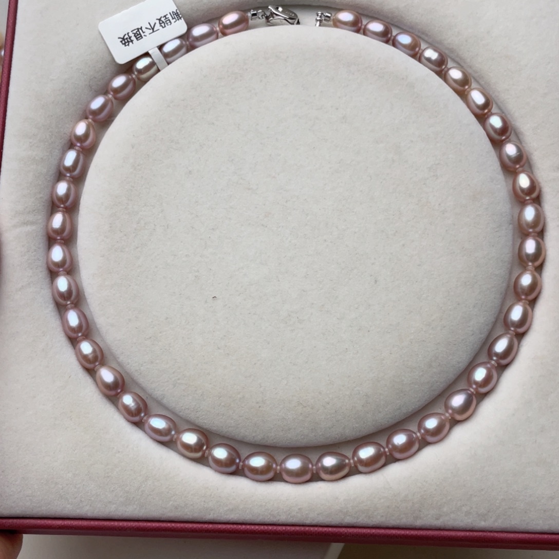 颈饰银S925镶嵌淡水珍珠8-9