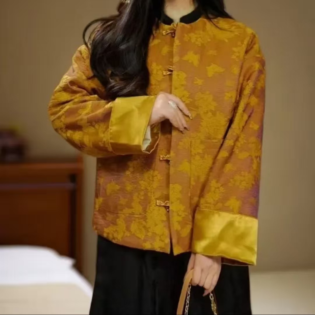 蝶花影 加厚上衣外套新中式文艺加厚重工上衣