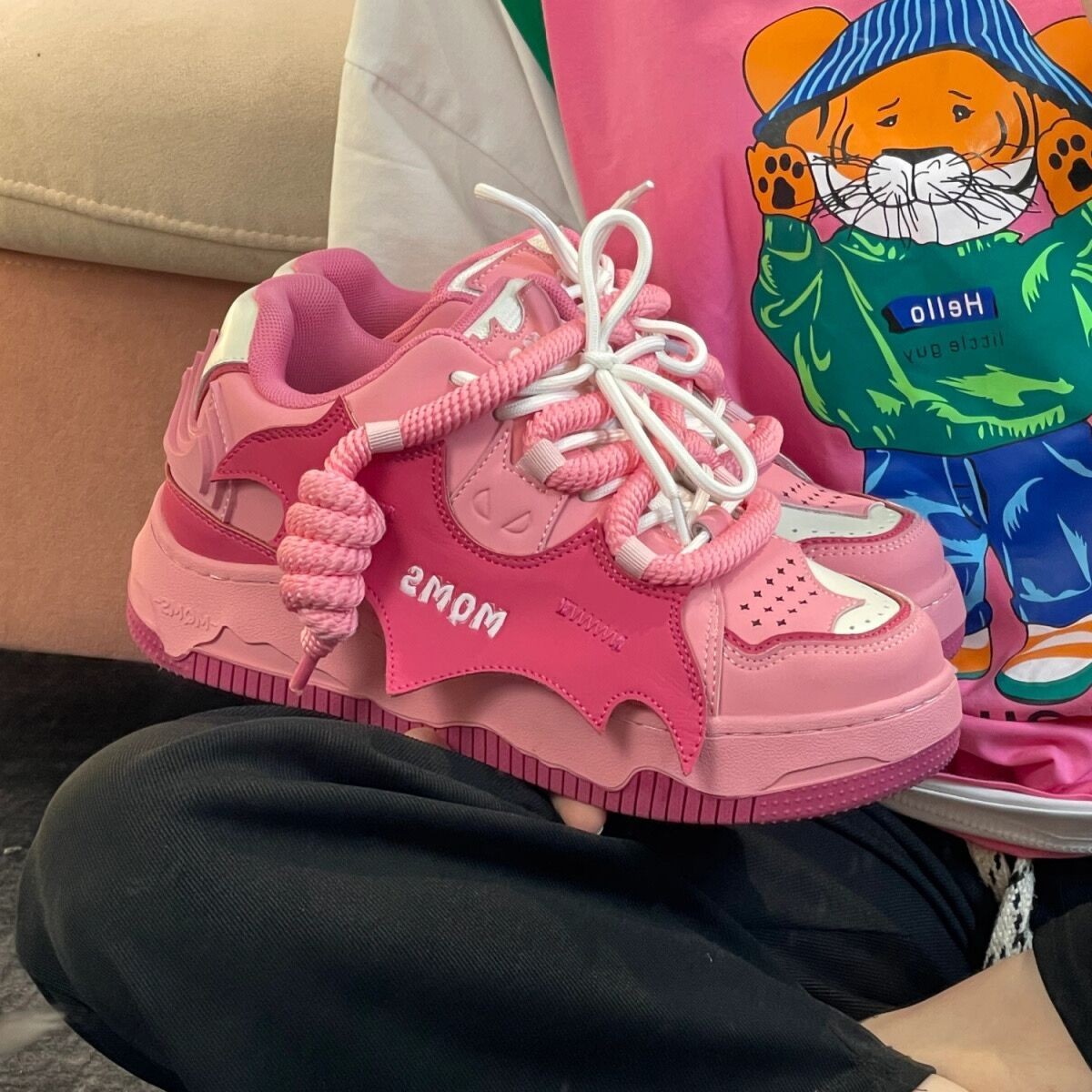 JING姝-原创爆改涂鸦面包鞋美式松糕厚底小白鞋女学生休闲板鞋