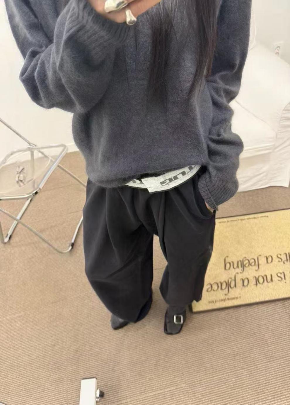 TUG 韩国东大门女2025秋季新款 时尚百搭松紧腰捏褶束脚休闲卫裤