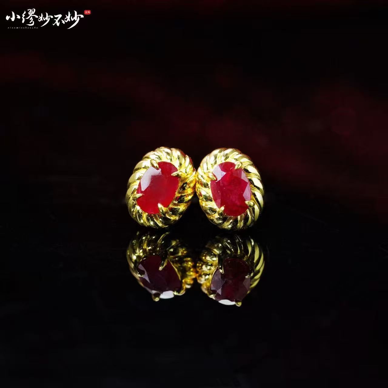 SJ3755色卡/ Pigeon Blood /VVD红宝石耳钉
