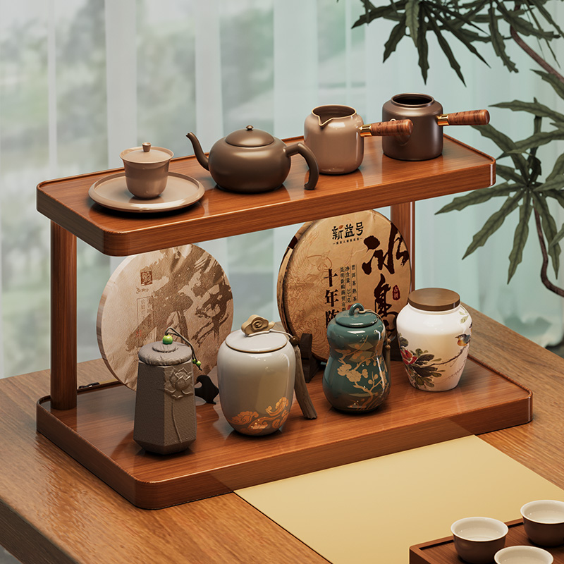 仕竹多宝阁博古架茶杯架子置物架茶桌布置物件茶具架新中式桌面架