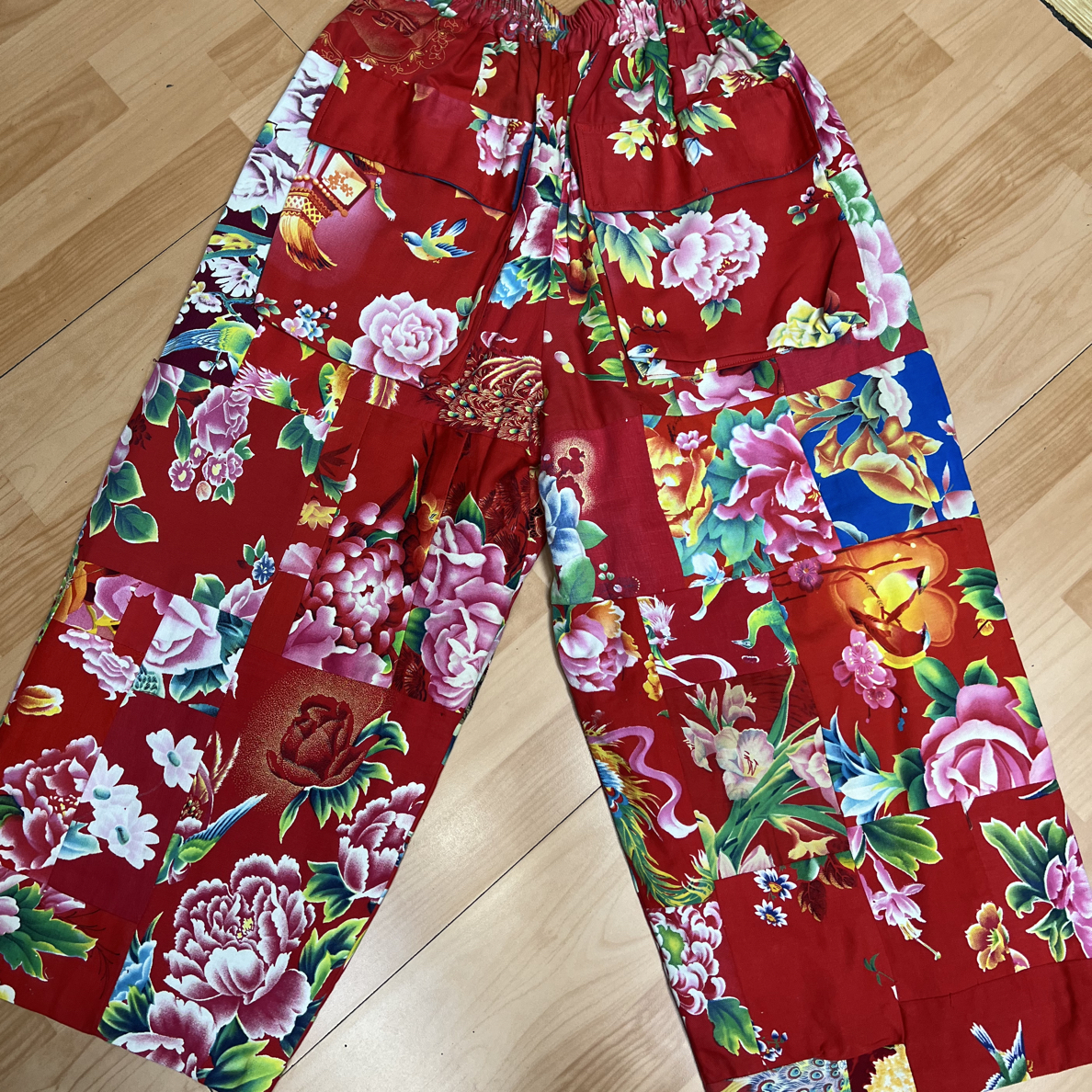 原创设计民族风服饰大花布直通裤