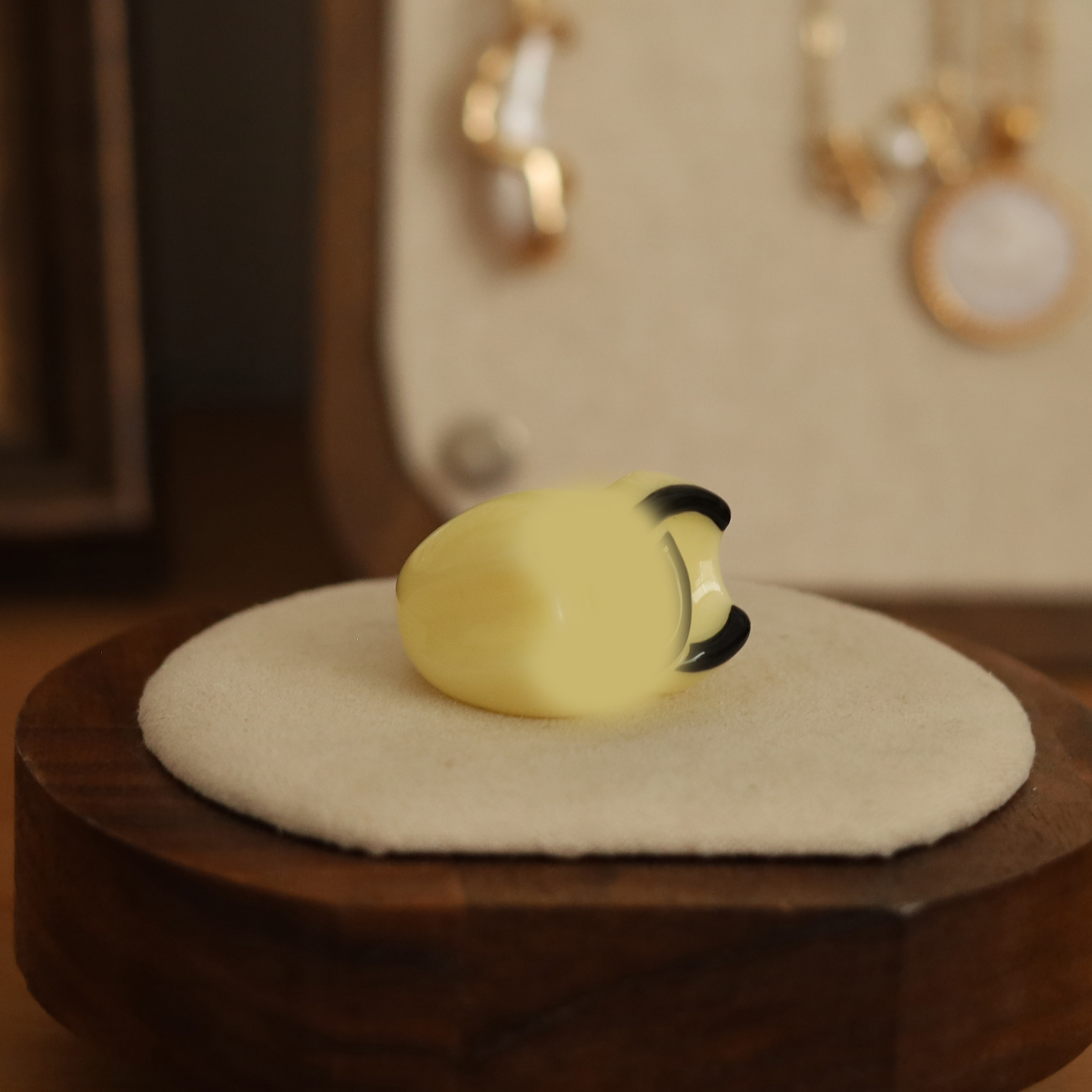 非金属树脂戒指 极简千金风法式小香风戒指珐琅金色精致轻奢手工