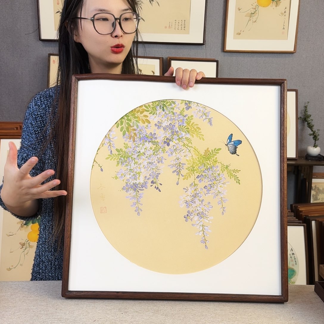 书法手绘带框尺寸： 53*53