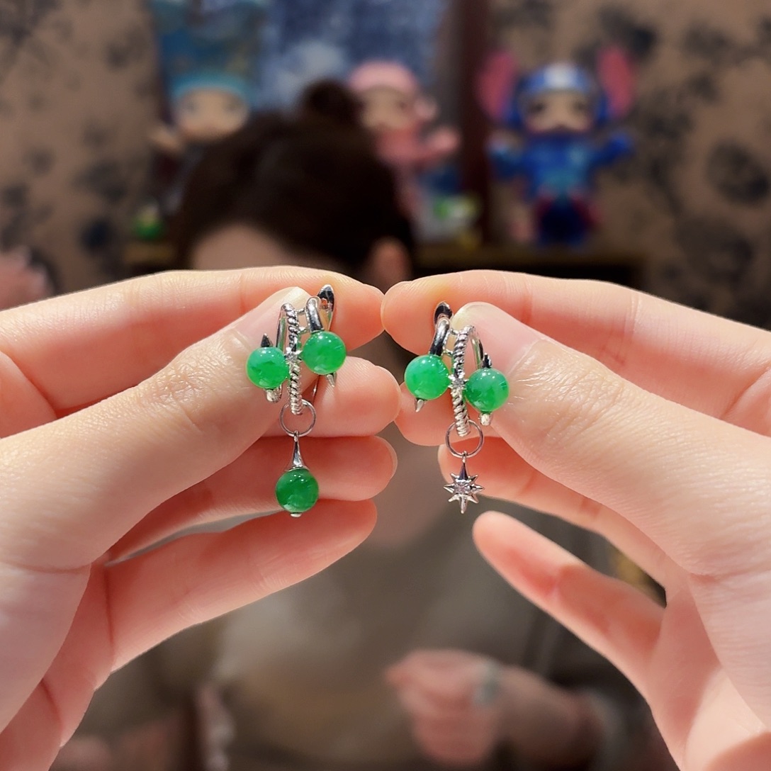 翡翠18K金镶嵌耳饰耳饰