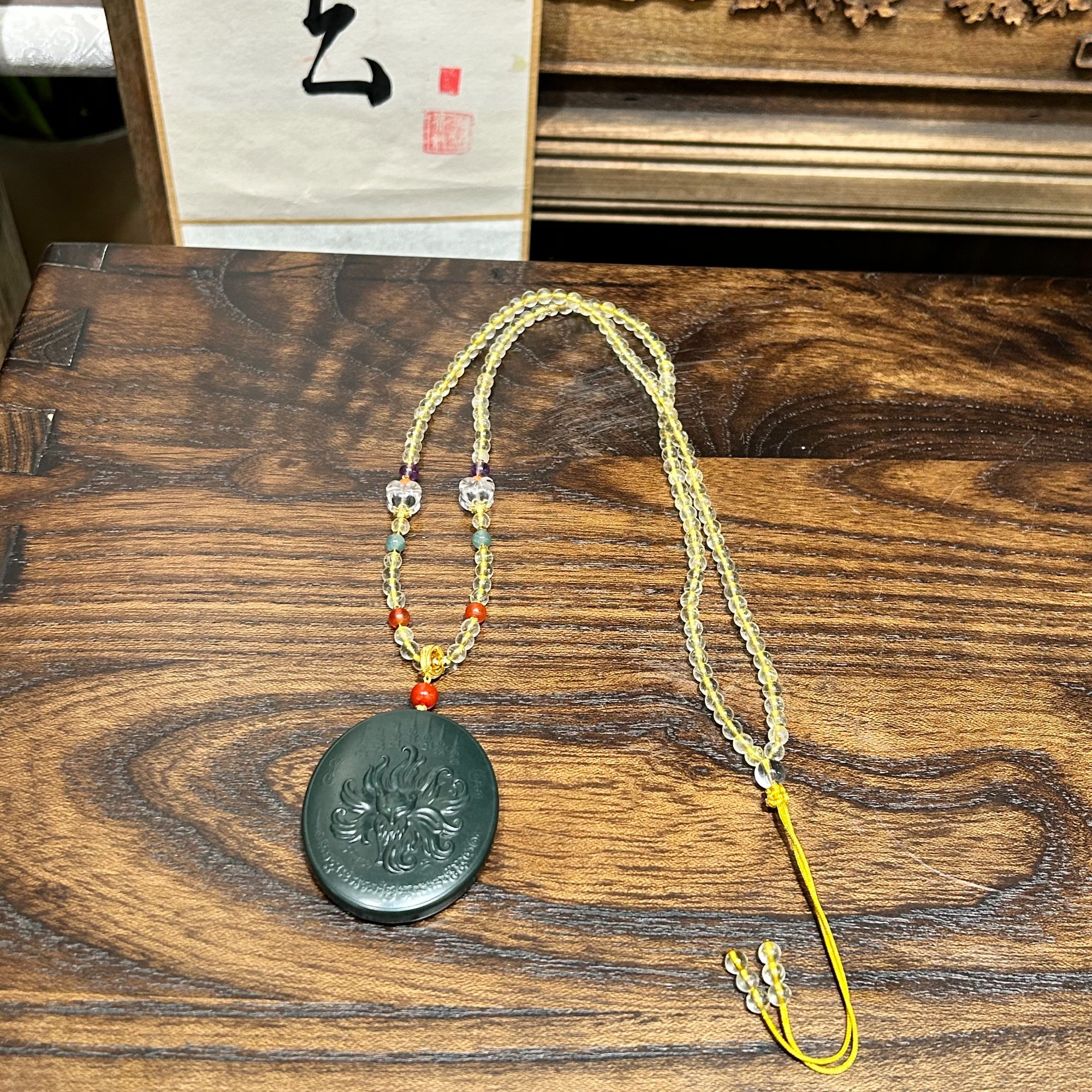 【城丽珠宝】和田玉塔青红莲凤九起势项链/条（多样性发货）ZJK-882-2