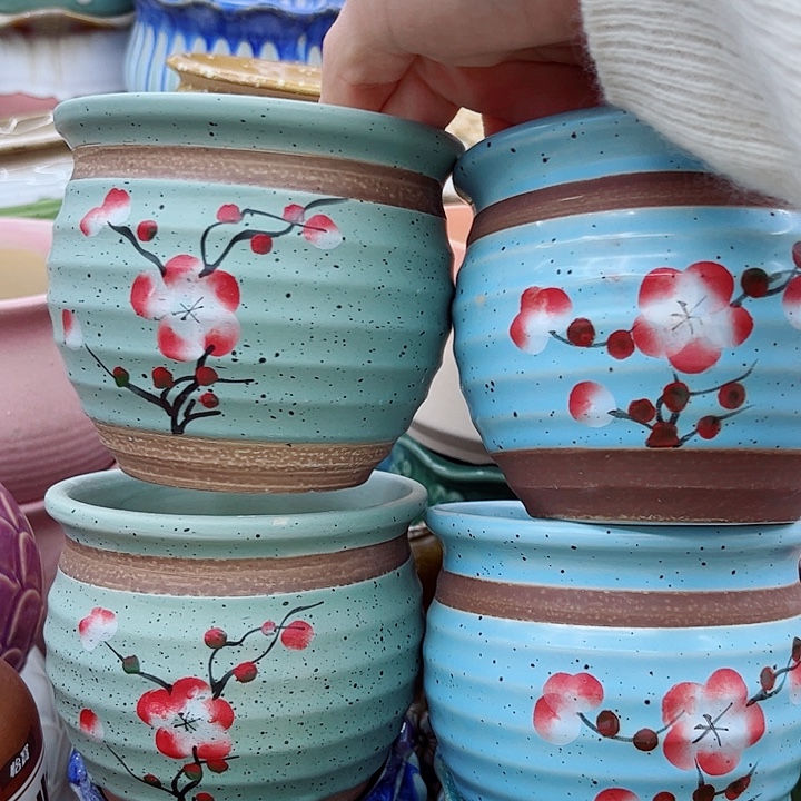 多肉绿植陶瓷花盆9.9包邮，有孔