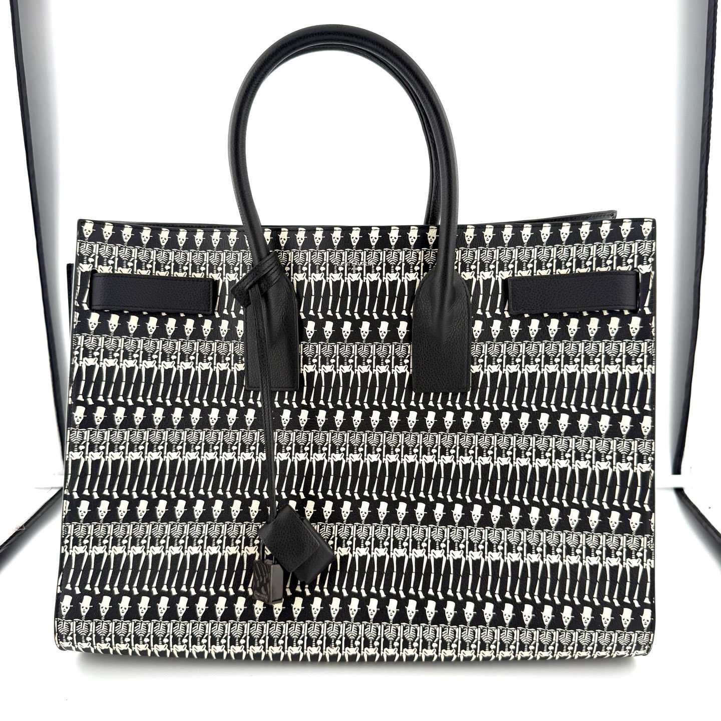99新 YSL/圣罗兰 黑白条纹托特包 B9066 尺寸：40*30*19