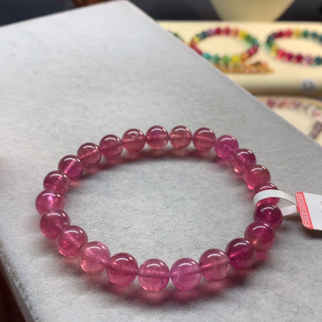 【闪购商品】未镶嵌手链碧玺艳桃红单圈8.3