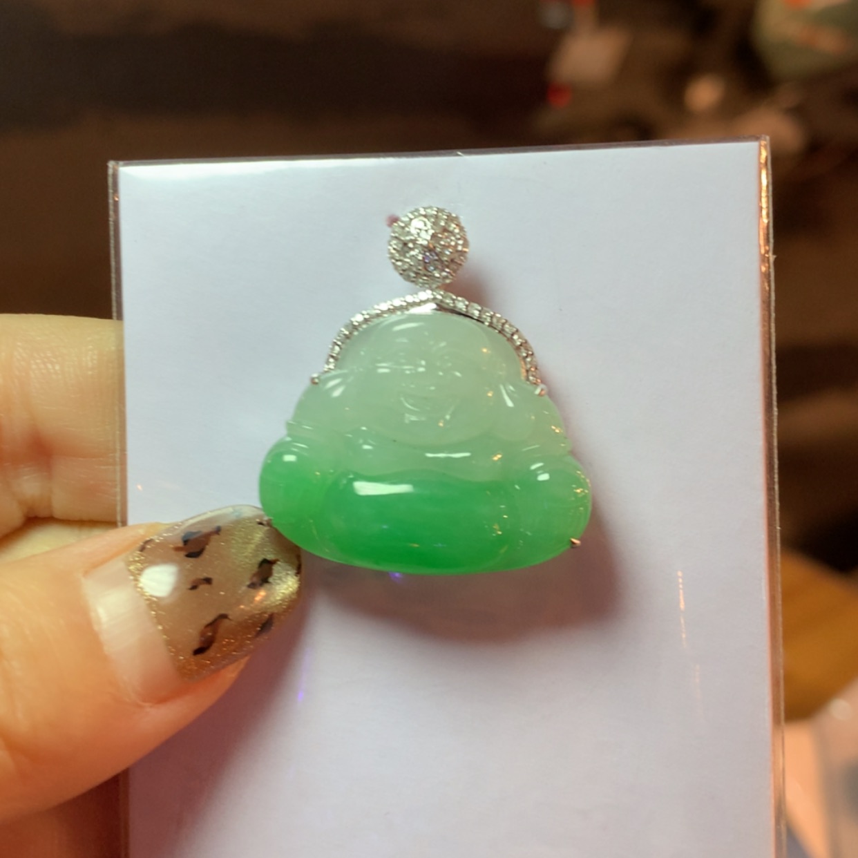 【闪购商品】翡翠颈饰18K金镶嵌佛公