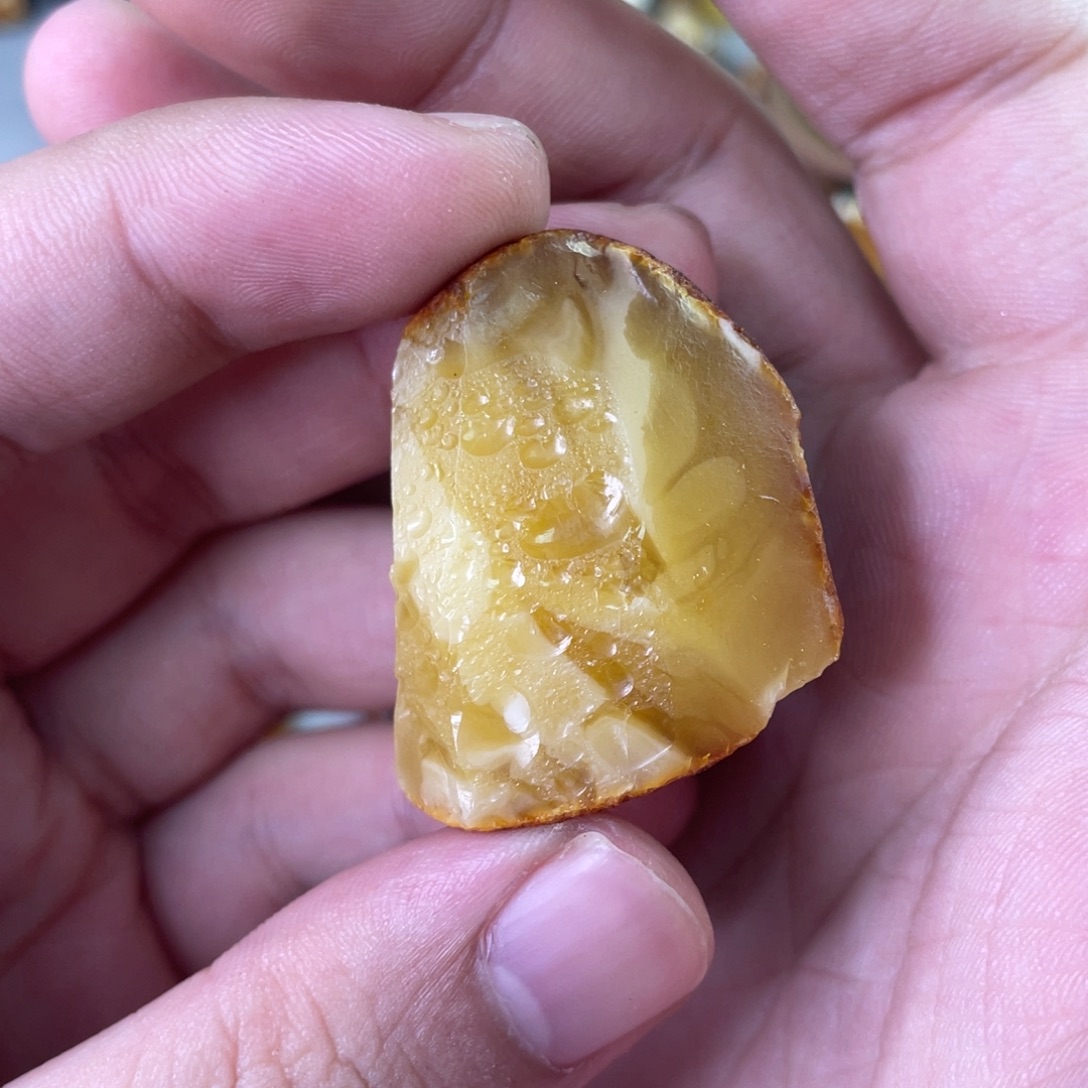 定制琥珀天然琥珀14圆珠两颗