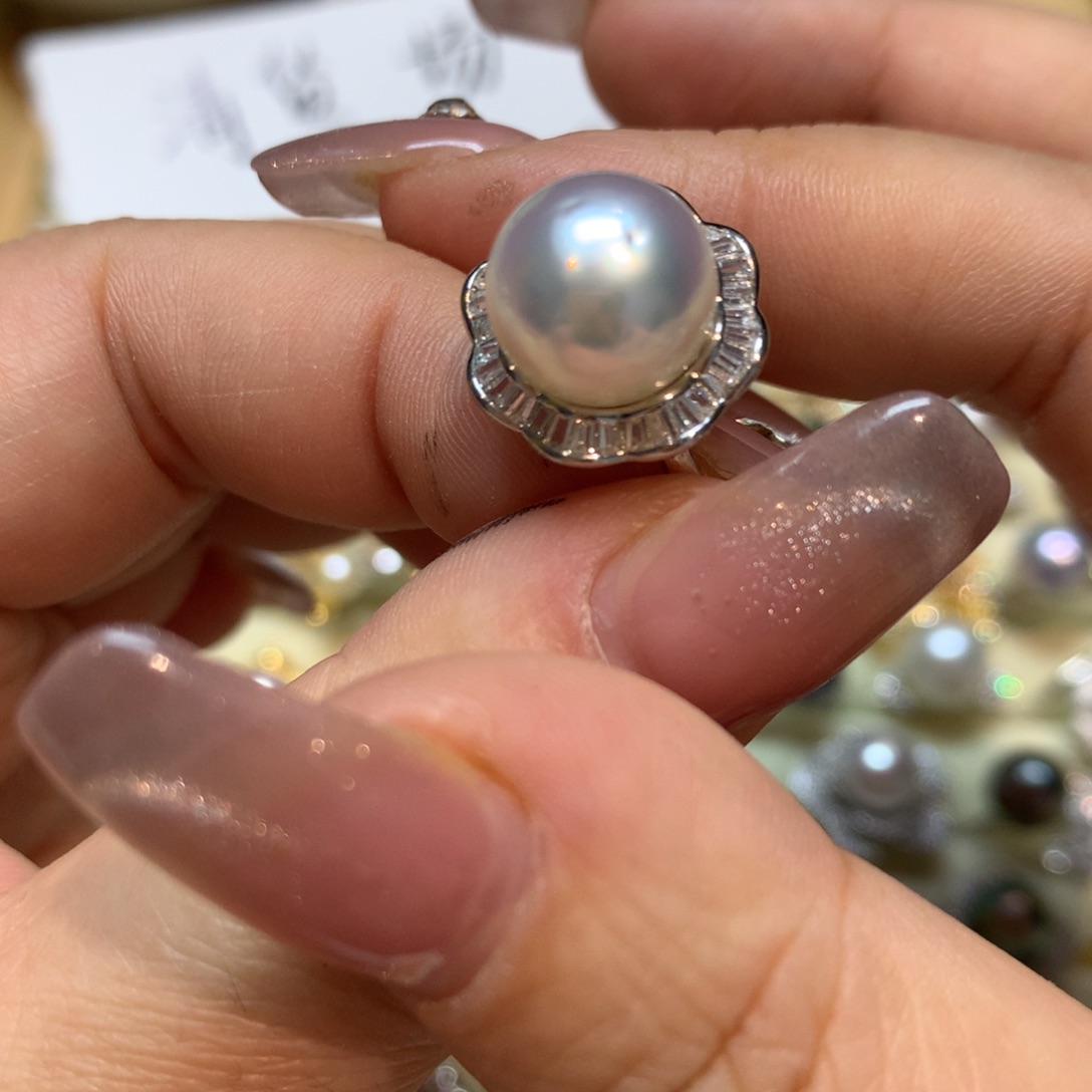 海水珍珠戒指银S925镶嵌