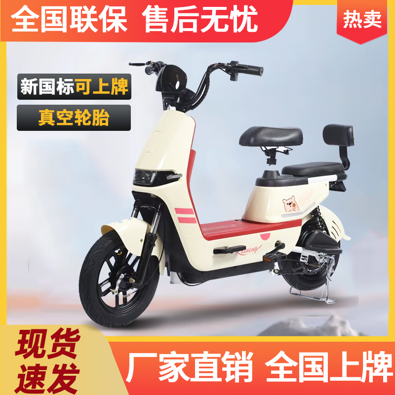 电动车新国标二轮电动自行车七彩马电瓶车48V成人代步电动车