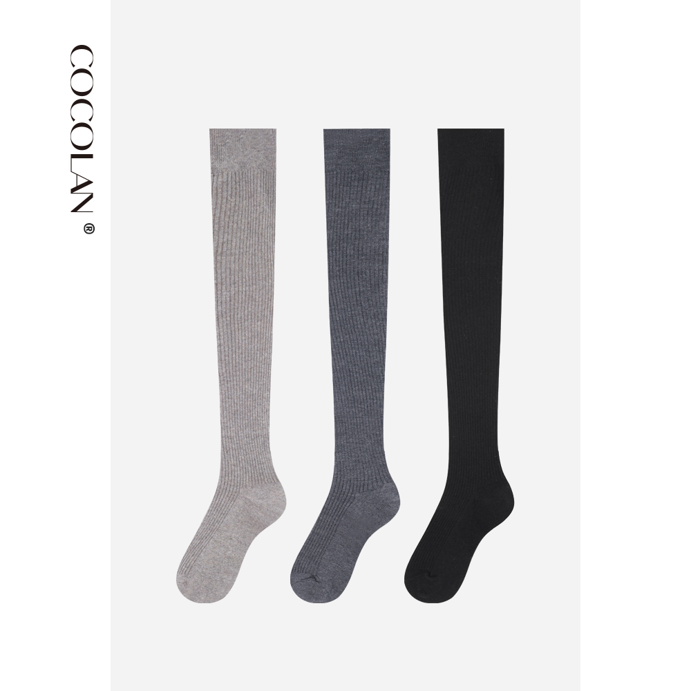 COCOLAN【双针羊毛过膝袜】绵羊毛打底袜连脚打底裤加厚CL6W6672