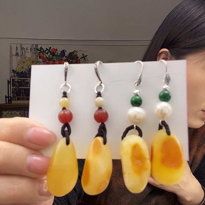 蜜蜡耳饰未镶嵌耳饰