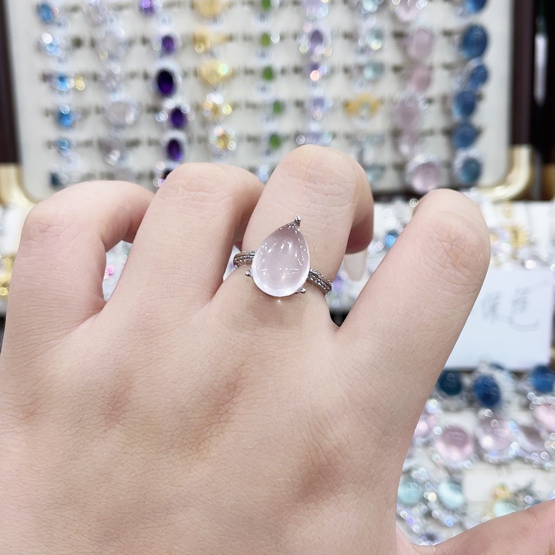 银S925镶嵌戒指烟晶