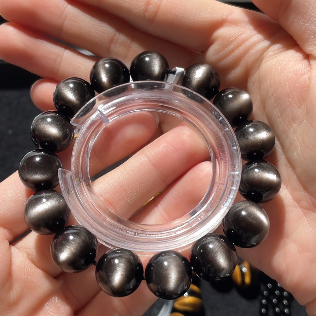 黑曜岩未镶嵌手链写****士