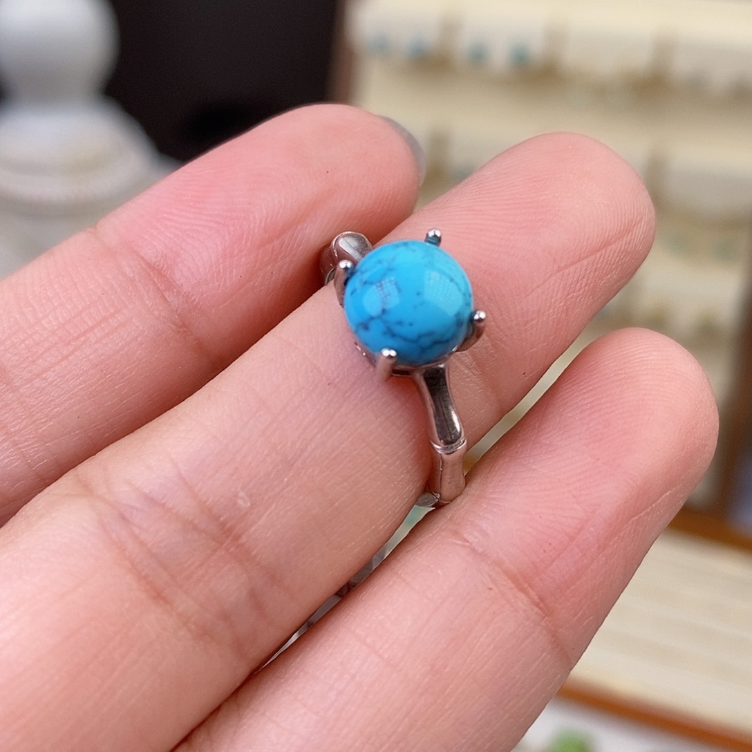 绿松石戒指银S925镶嵌