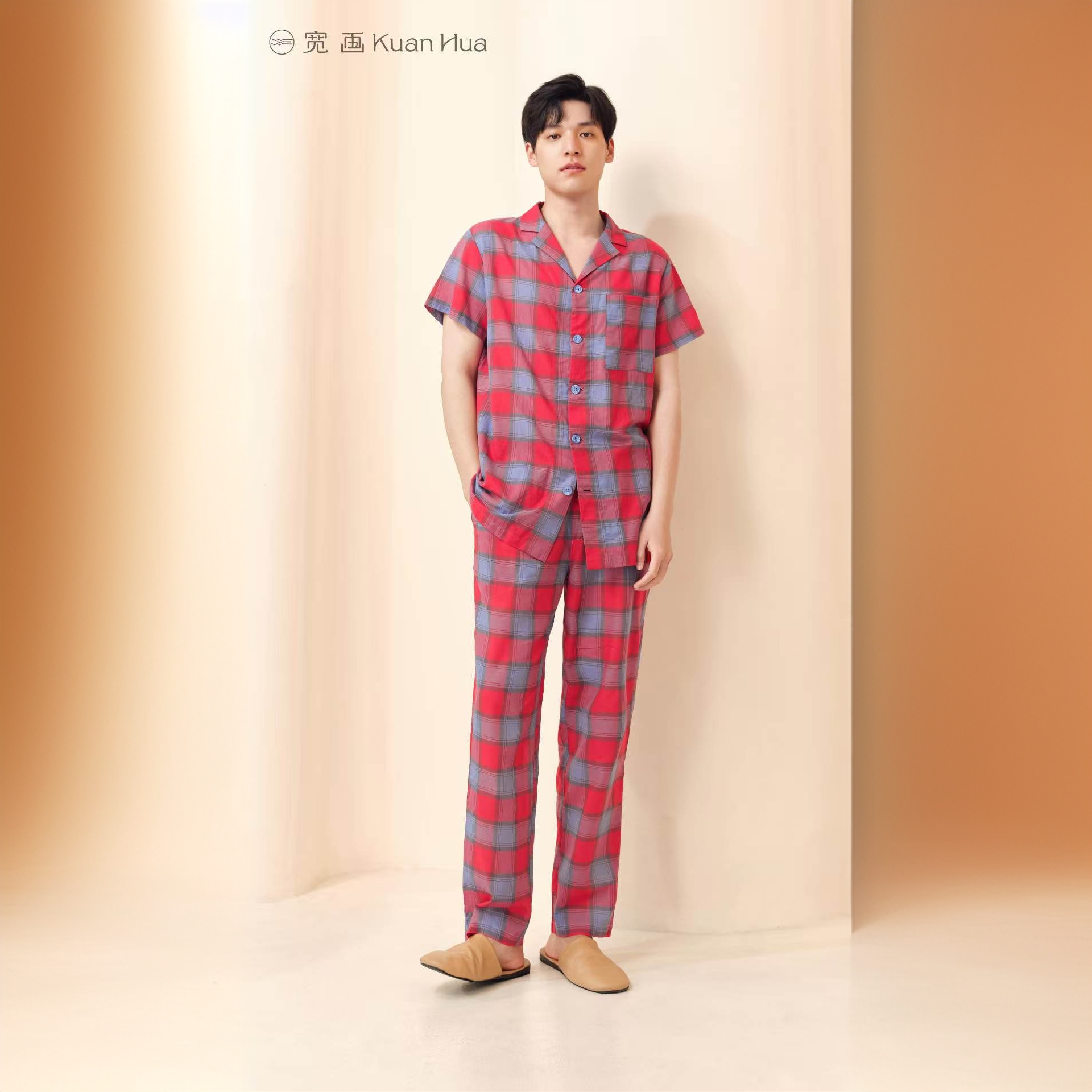 春节专享宽画情侣经典格纹自然闲叙系列男士家居服91952