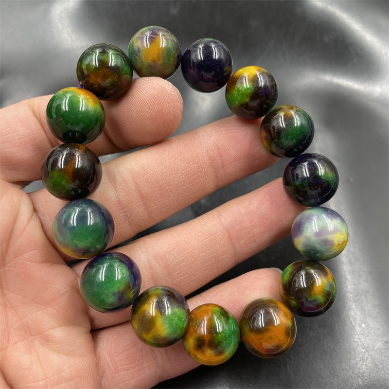 舒俱来孔雀绿苏纪石潮尚天然安愈珠宝男女高档手串