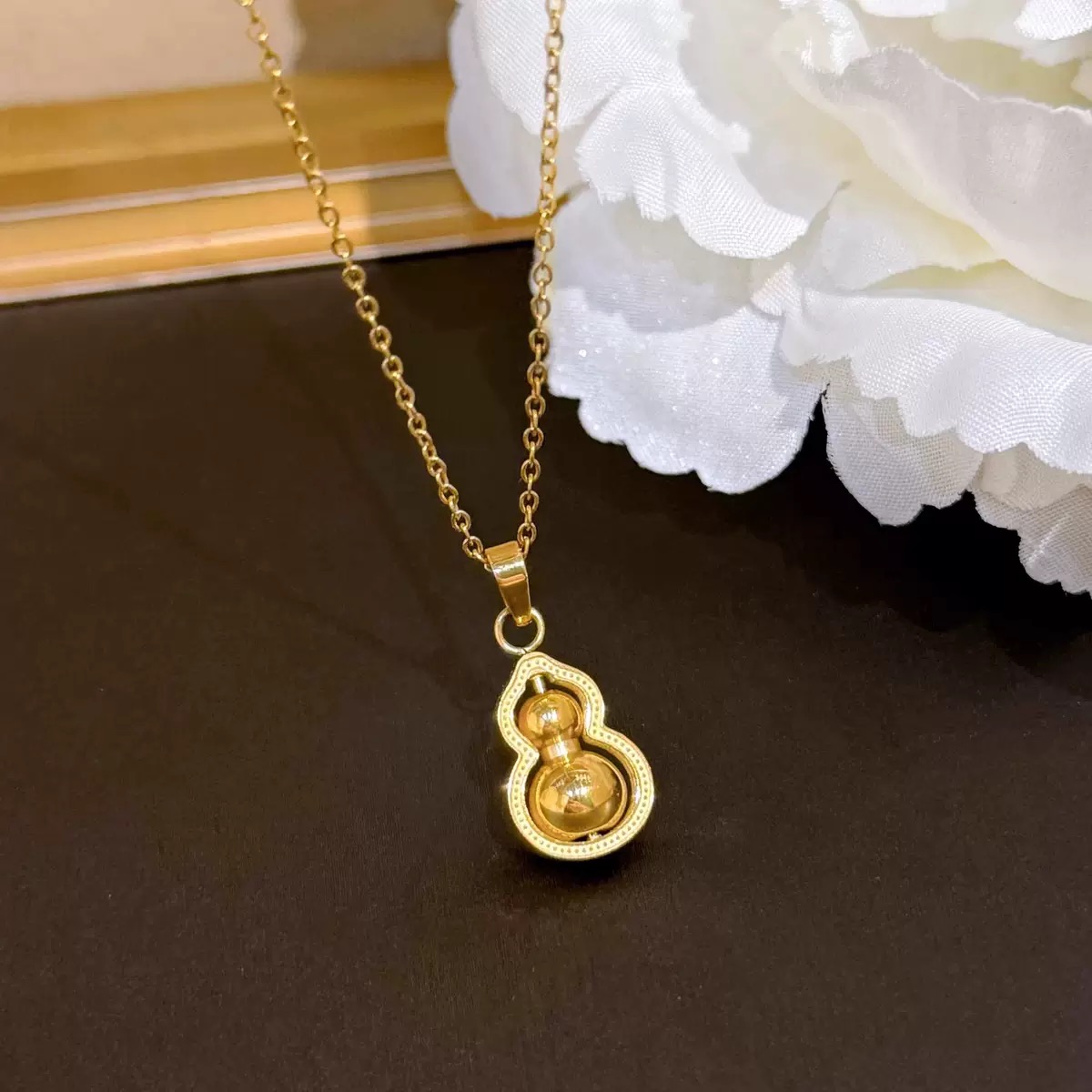 钛钢项链 新中式福禄转动葫芦钛钢项链女小众设计轻奢时尚40+5cm