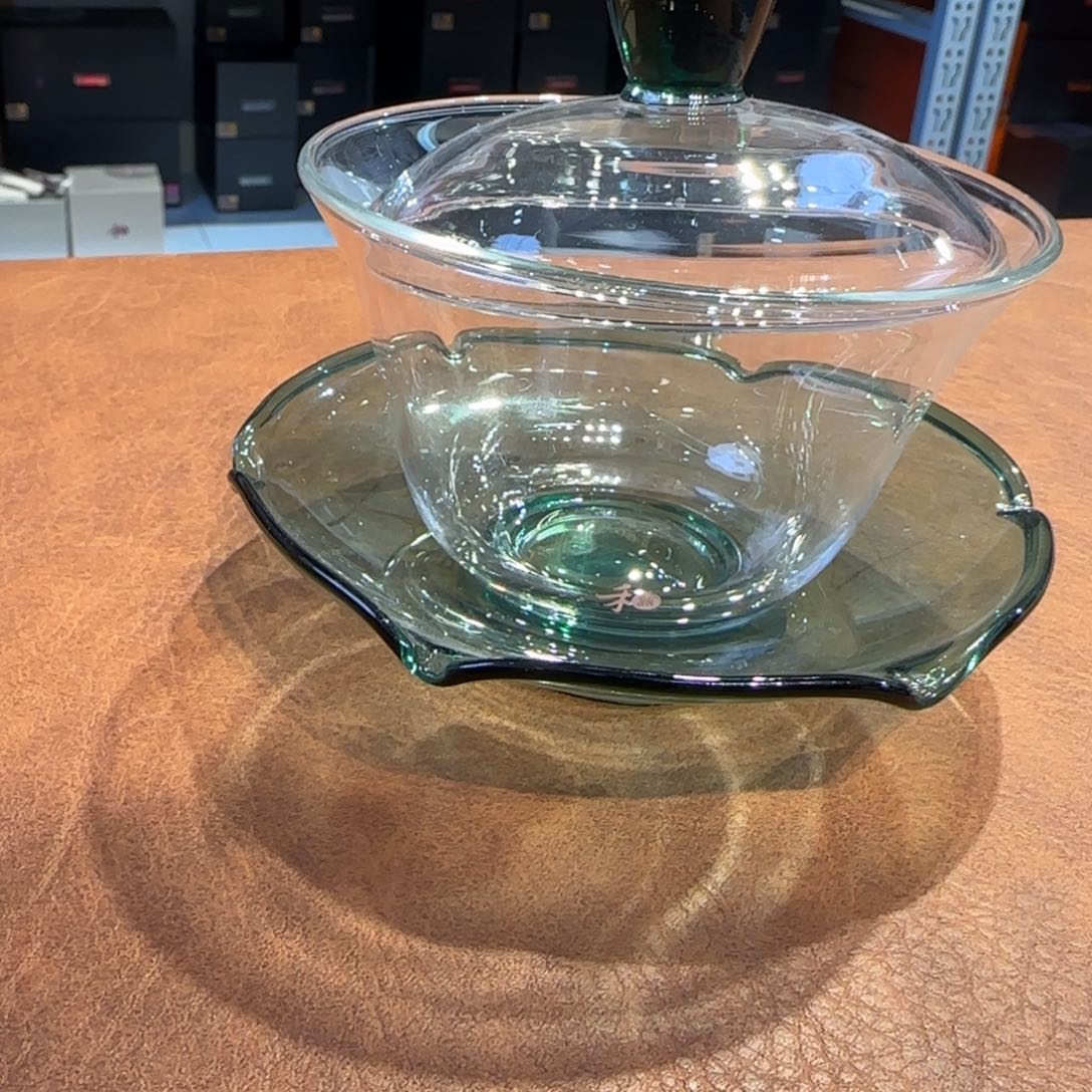 舜***舜禾器荷叶盖碗墨绿色