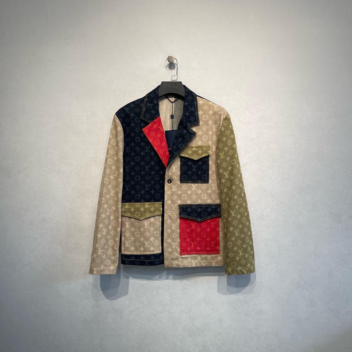未使用 LouisVuitton/路易威登 老花满印拼接牛仔西装外套/50码/