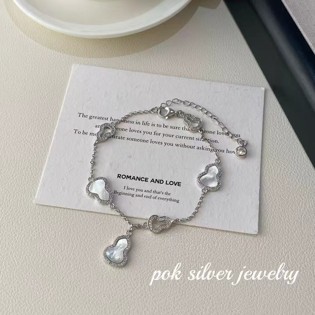 925银亚克力手链 精工厂电白镶锆高级感葫芦银手链情人节首饰礼物