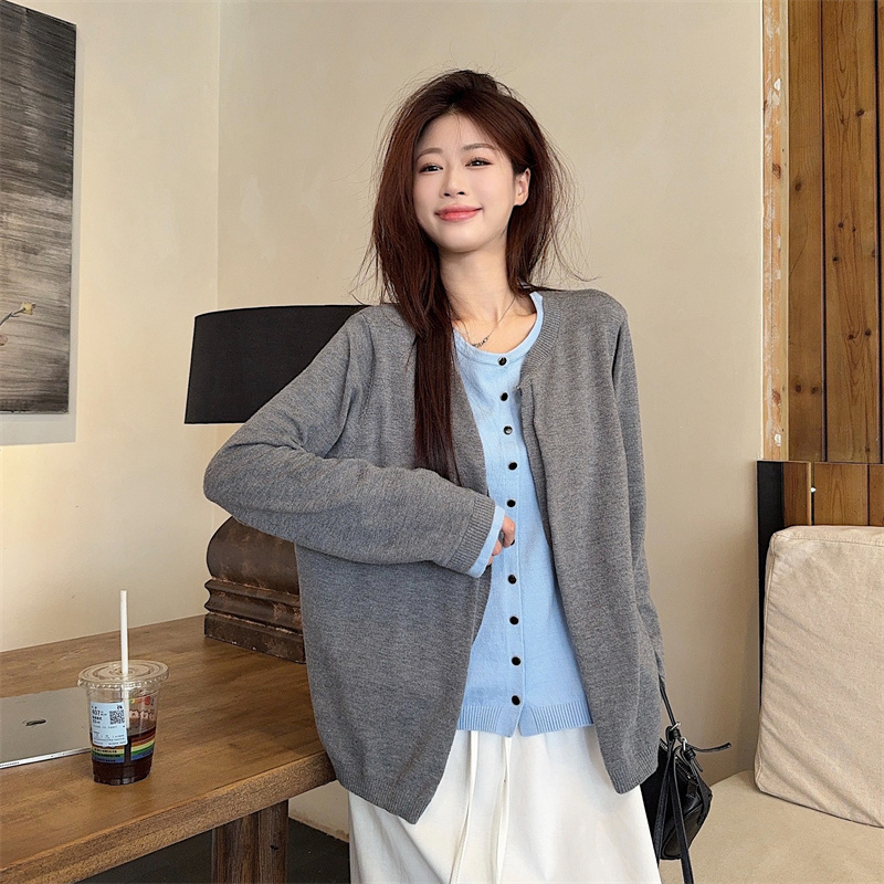 【运费险】【假两件叠穿】大码秋冬胖妹妹针织开衫女撞色毛衣胖mm外套