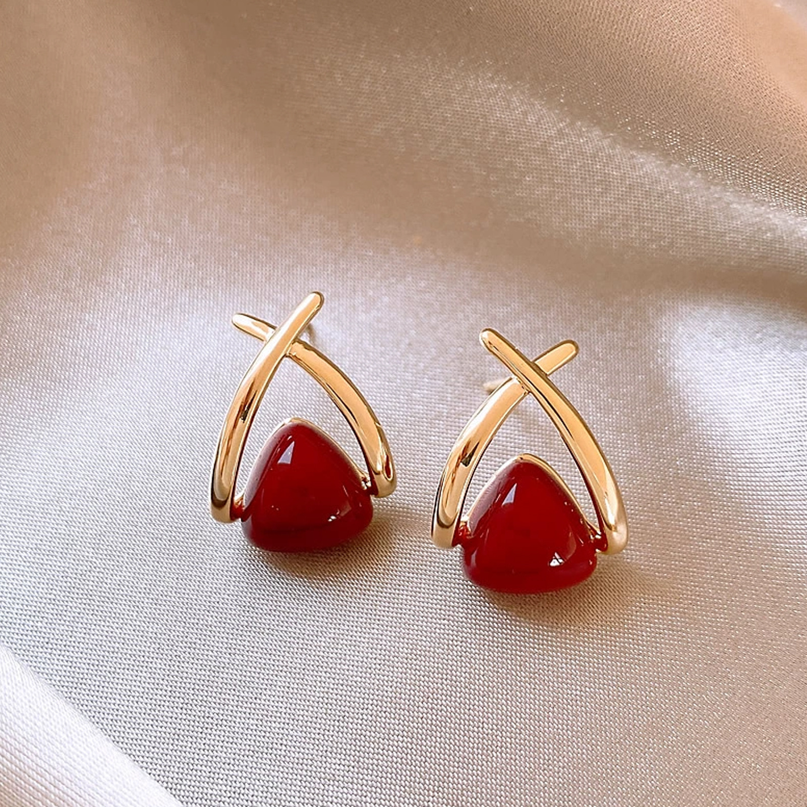 铜合金树脂耳饰 仟伊合金10A 高端大气时尚简约百搭耳饰