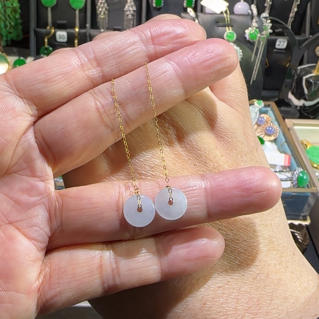 翡翠18K金镶嵌颈饰耳线