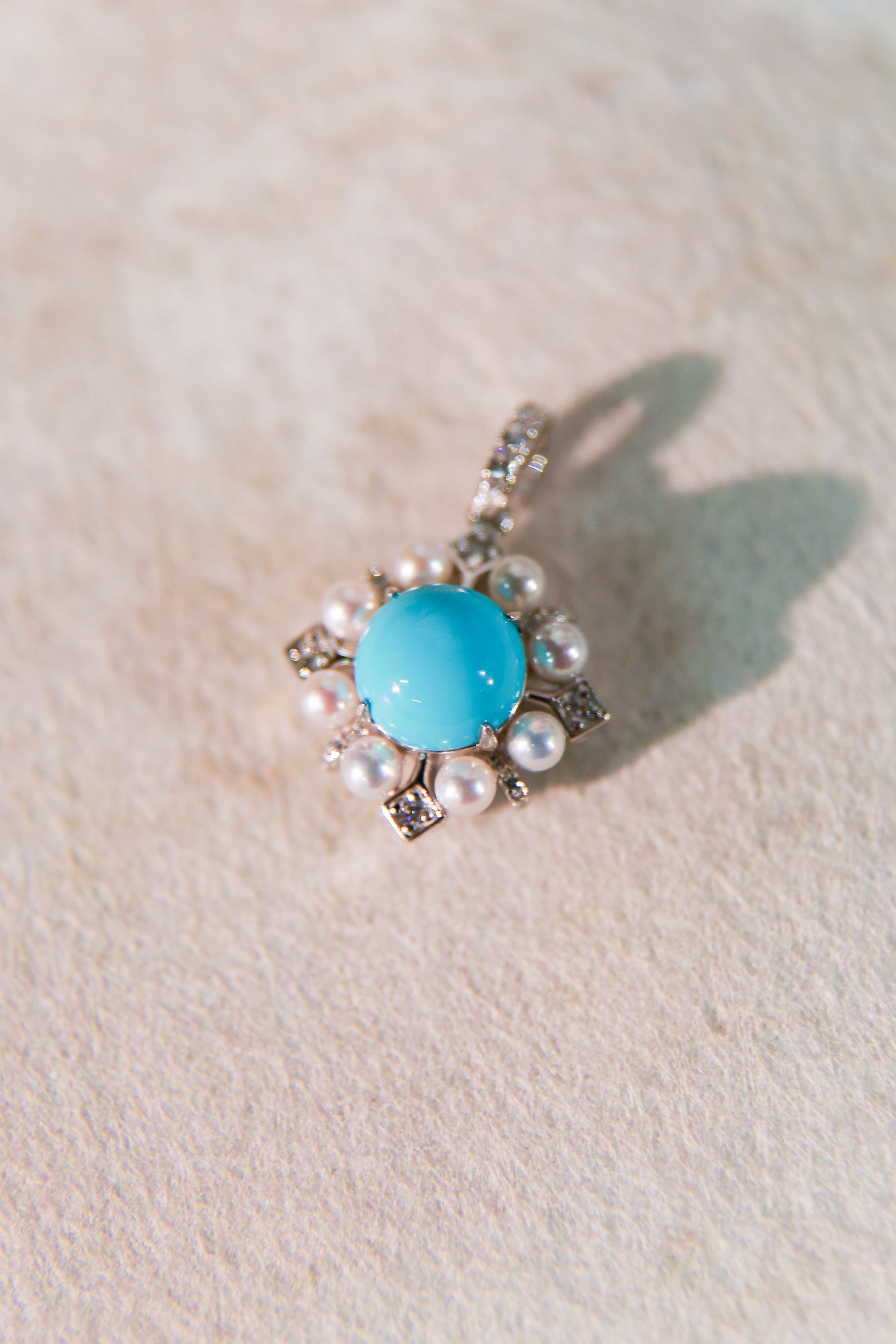 美松吊坠【牛奶蓝】 无注胶 无染色 高瓷 极光珍珠镶嵌