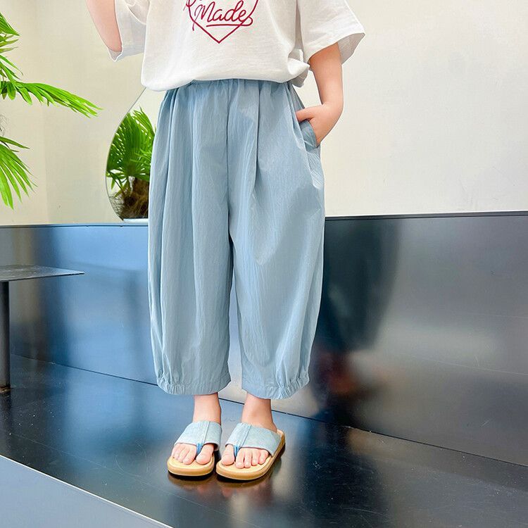 防蚊裤女儿童夏季新款女童洋气休闲九分裤男童冰丝凉感速干裤薄款